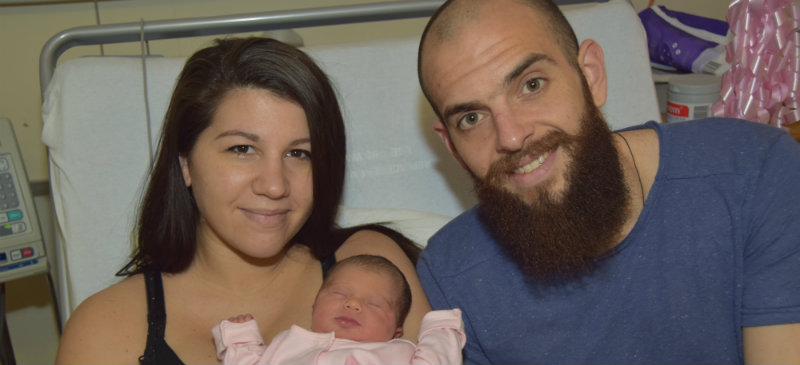 Maternity staff help newborn to pop the question for dad